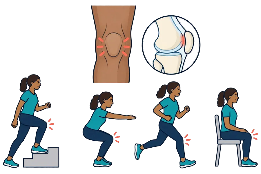 Patellofemoral pain: kneecap pain during stairs, squats, running and sitting